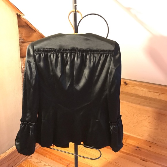 Worth Black Satin Flare Sleeve Jacket, EUC, 4 - Picture 2 of 13